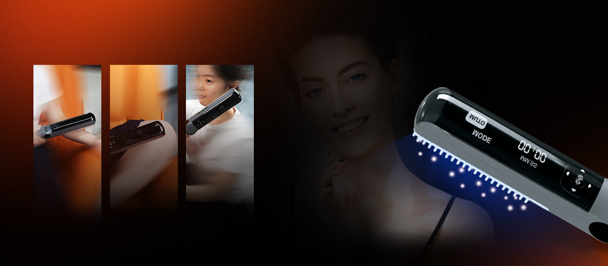 Handheld UVB therapy on leg